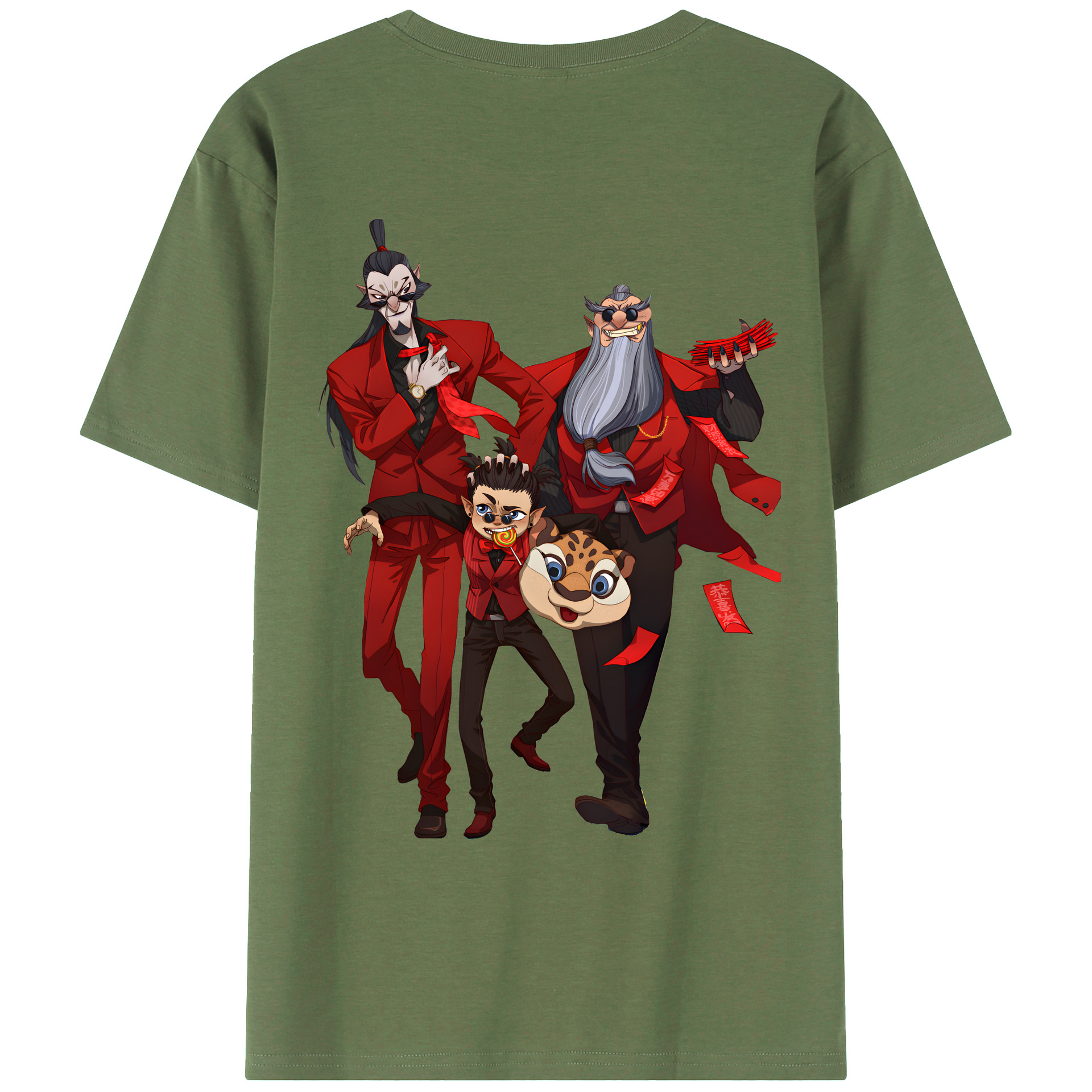（画像用） Ne Zha 2 ナタ 魔童の大暴れ 綿100％ メンズ半袖Tシャツ（バックプリント） 通気性